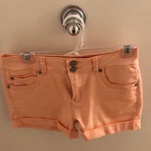 Peach denim shorts